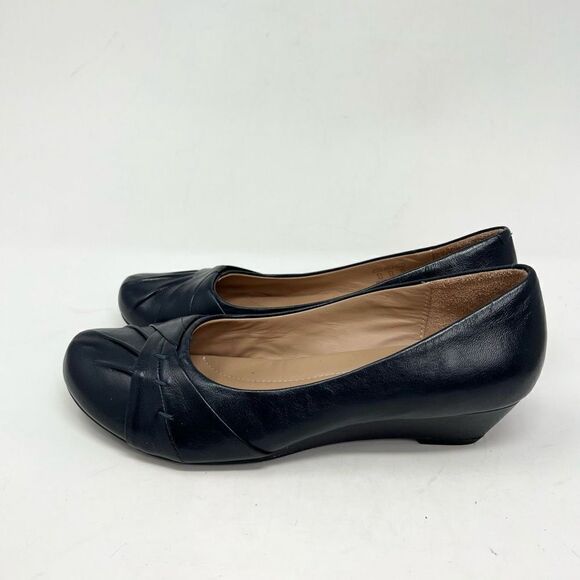 Hotter Petunia Pumps Womens 8.5 Navy Blue Slip-On Wedge Heel Round Toe - Picture 3 of 10